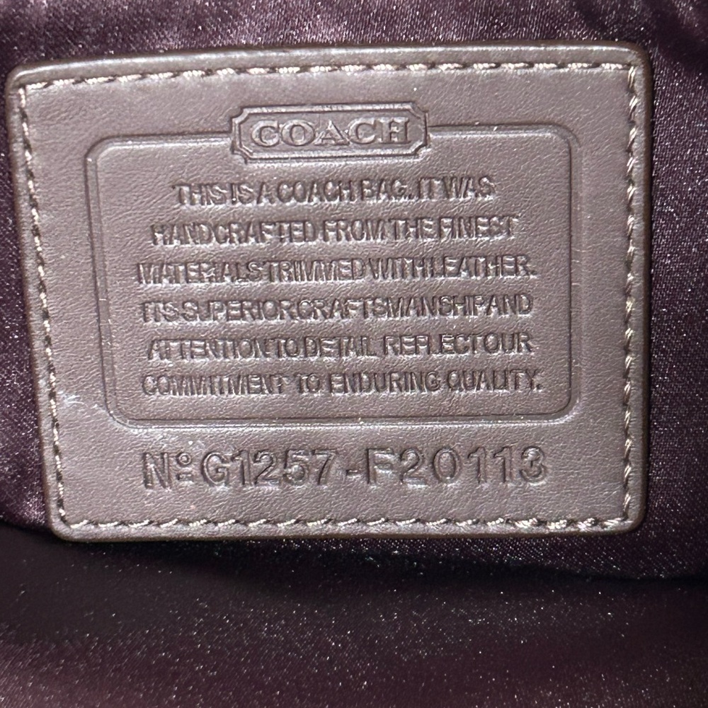 New Coach Ashley Scarf Print Purse F20113 Purple Brown Patent Leather Bag Y2K - Picture 14 of 15